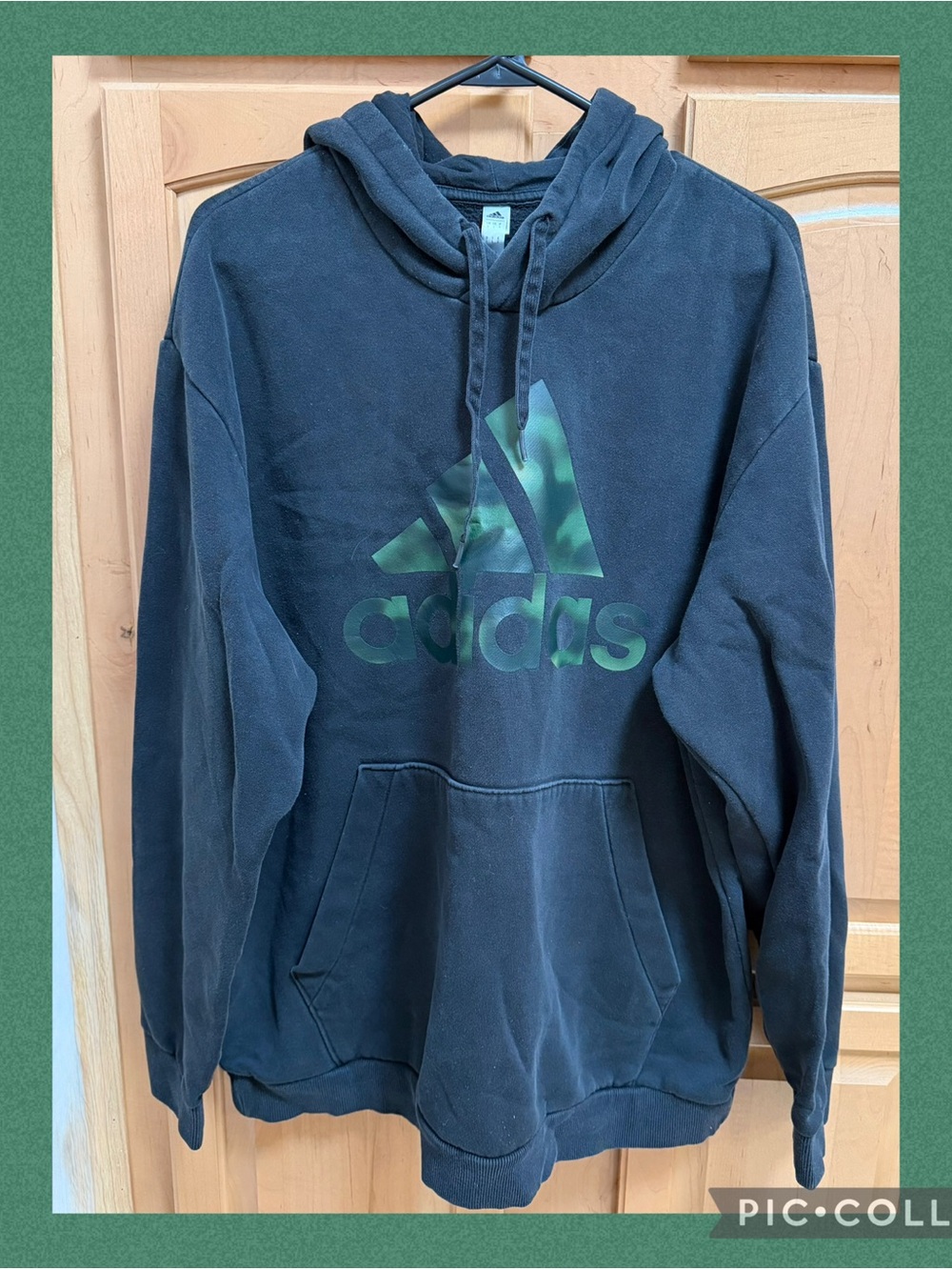 adidas Black Hoodie with Green Logo